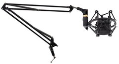 Rockville DMS40 Microphone Boom Arm Studio Podcast Mic Stand+Clamp+Shockmount