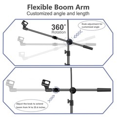 Microphone Floor Boom Mic Stand Height Adjustable Gooseneck Arm Holder Stage