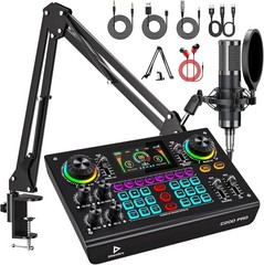 Professional Podcast Bundle with DSP Sound Card and Audio Mixer, 3.5mm Conden…
