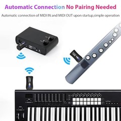 Wireless MIDI Adapter Rechargeable Audio Transmitter Receiver 2.4GHz Ultra-Low
