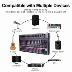 Hridz 16 Channels Audio Sound Mixer Mixing DJ Console USB with 48V Phantom Power