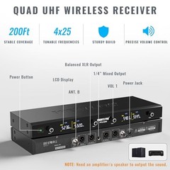 Phenyx Pro 4 Channel Wireless Mic Set Handheld Bodypack