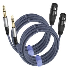 HUALEU 2 Pack 1/4 TRS Male to 3Pin XLR Female 10Feet（2Pack）, To F