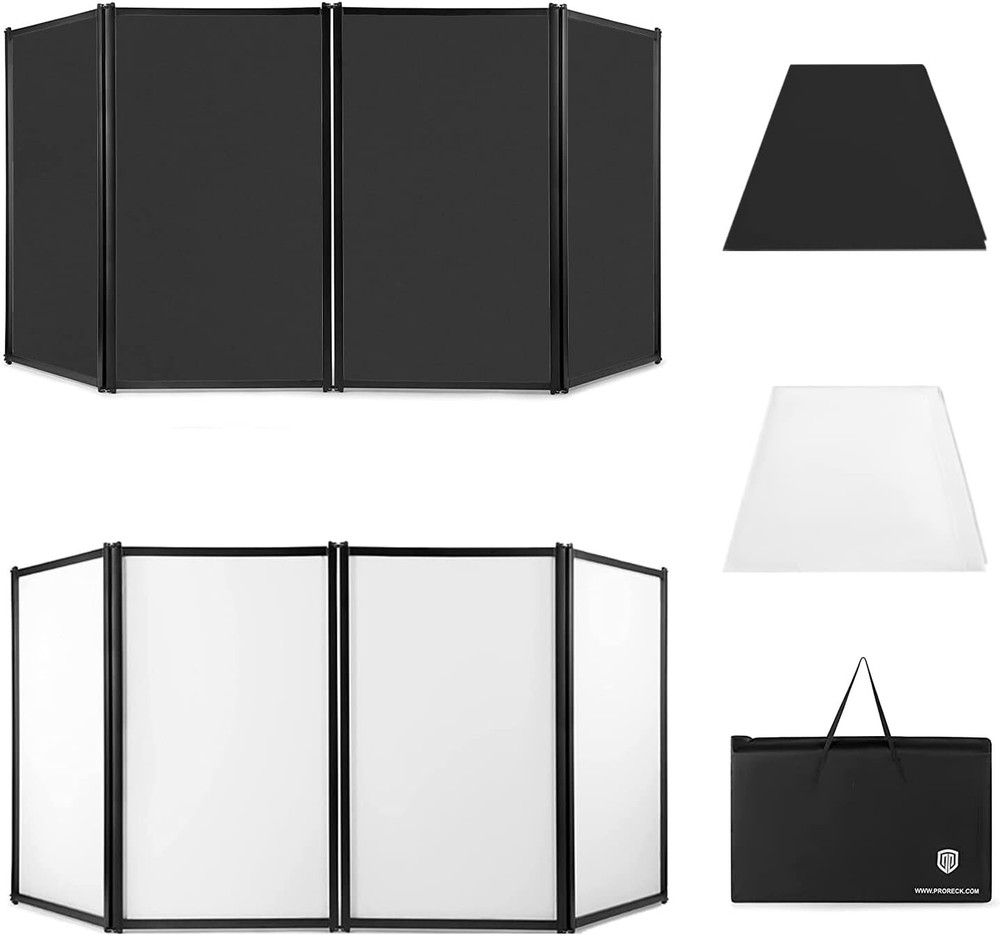 PRORECK DJ Portable Foldable Facade Event Booth Panels Black & White Bag