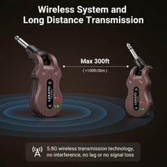 Wireless Guitar System 5.8 Wireless Guitar Transmitter Receiver Rechargeable Aud