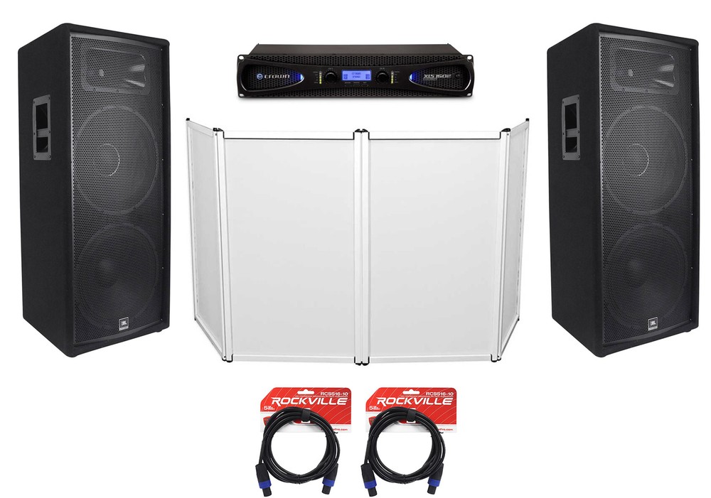 (2) JBL JRX225 Dual 15″ 4000 Watt DJ/PA Speakers+Crown Amplifier+Cables+Facade