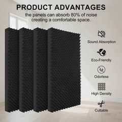 4 Pack Egg-Crate Acoustic Panels, 48×24×2″ Soundproof Wall Foam Sound Dampening