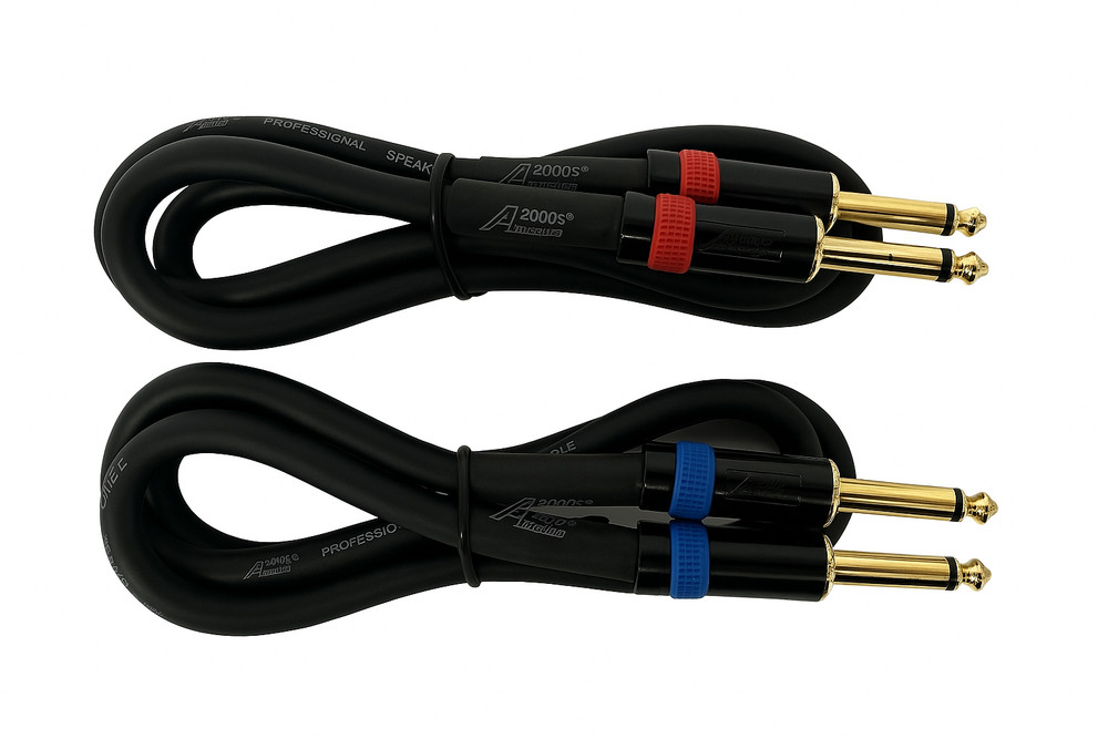 2 PACK 3 ft 1/4 to 1/4 Pro Audio Sound Speaker Wire SPEAKON DJ Cable 14 gauge