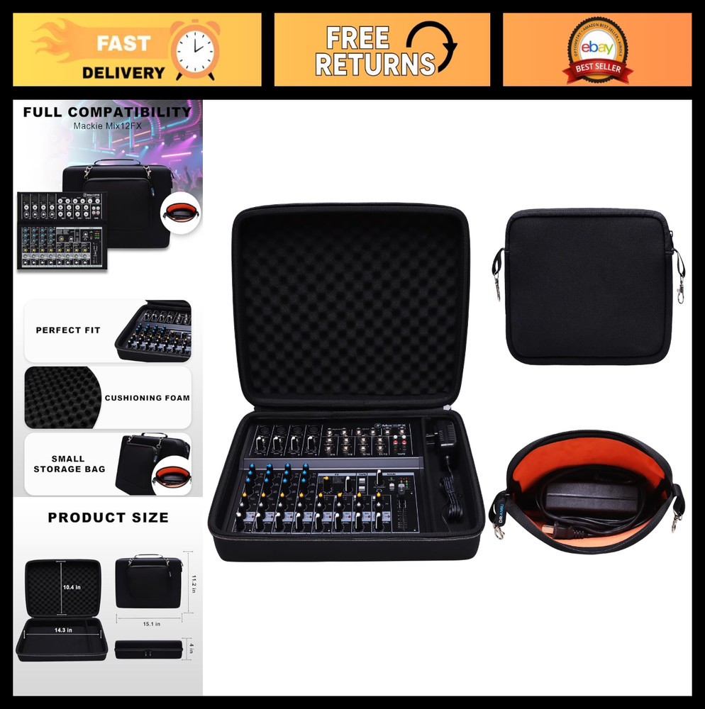 Hard Case for 12-Channel Mixer, Travel Carrying Bag, Protective Storage Case