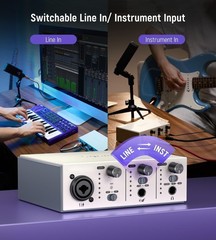 USB C Audio Interface for Music Recording, Streaming, Podcasting, 24bit/48kHz, X
