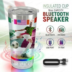 16OZ Coffee Cup w/ RGB LED BT Portable Wireless Bluetooth Speaker FM/USB/TF Card