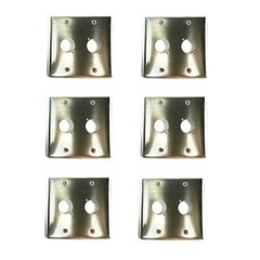 6 OSP Double Gang Stainless Un-loaded Audio Wall Plate w/ 2 Series „D“ Holes