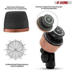 5Core Tom Snare Mic Cardioid Dynamic Microphone Drum Kit Percussion Instrument