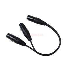 3-Pin XLR Female Plug to Dual 2 Male Jack Y Splitter Mic DJ Cable Adaptor 16 AWG