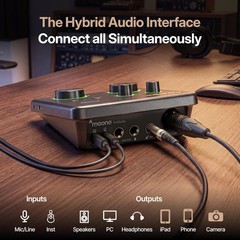 MAONO P1 Hybrid USB Audio Interface 70dB Gain for PC Phone iPad Guitar
