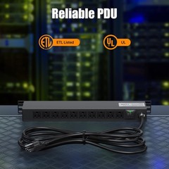 10 Outlet Rack Mount Power Strips with Individual Switch,1U Rack Mount PDU Po…