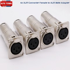 4x XLR Female to XLR Male Feed/Pass Thru Connector Adapter for D Panel Mounting