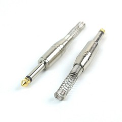 2x Straight Male Mono Phone Plug Guitar Cable Audio Connector Jack 1/4“ Spring