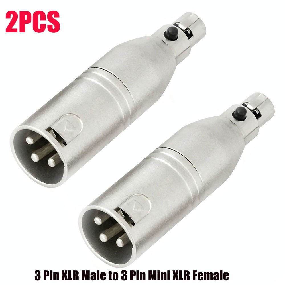 2X 3 Pin XLR Male to 3 Pin Mini XLR Female Mic Audio Adapter Connector Cable