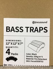Focusound 4 Pack Bass Traps Corner Acoustic Foam Corner 12″ x 12″ x 7″ Black