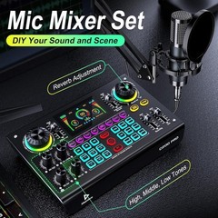Professional Podcast Bundle with DSP Sound Card and Audio Mixer, 3.5mm Conden…