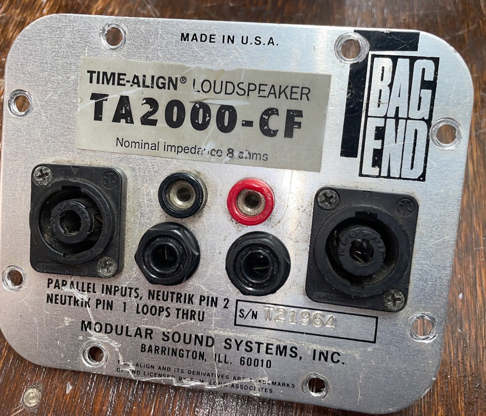 Bag End TA2000 TA Series Input Jack Plate 2Pin Parallel SPEAKON Banana 1/4 Wired