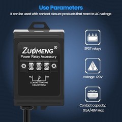 Power Relay Accessory for Expanding Switched Outlet Capacity, Detects 120V AC,