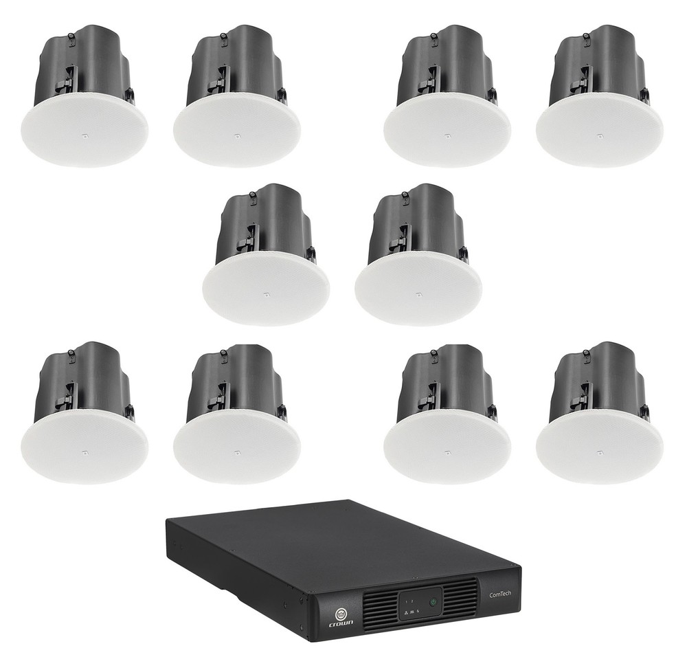 10) JBL Control 414C/T 4″ Commercial 70v Ceiling Speakers+Crown Amp 4 Restaurant
