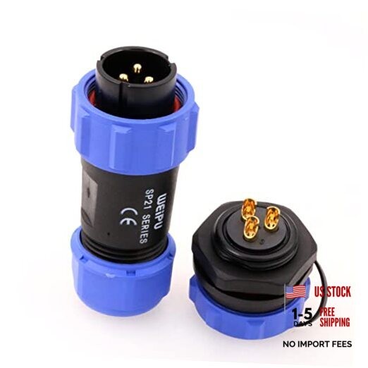WEIPU SP21 3-Pin 30A Waterproof Aviation Circular Connector, 14AWG 3Pin Set