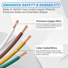 29Ft 4 Pin Trailer Wiring Harness Kit – 25FT 5-Wire Male & 4FT 4-Wire 29FT
