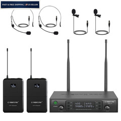 Phenyx Pro Dual UHF Wireless Microphone System，Auto-Scan Medium, Black