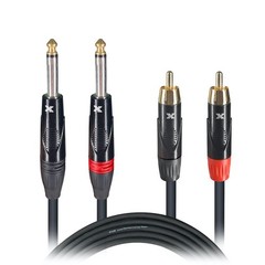 Pro X 10′ Ft. High Performance 1/4” Male TS to Dual RCA Male Unbalanced Cable
