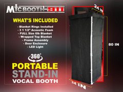 Portable Stand-In Isolation Vocal Booth w/ Light & w/Door Enclosure