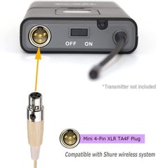 5x Beige Single Earhook Headset mini XLR Microphone for Shure Wireless-TA4F 4pin
