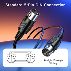 Cable Matters 2-Pack 5 Pin DIN MIDI Cable, 5 Pin MIDI Cable – 10 Feet
