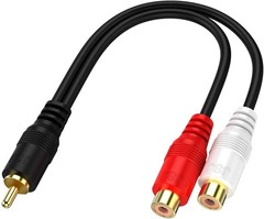 Eanetf RCA 1 Male to 2 Female Audio Speaker Y Adapter 0.2M / 0.6FT, Black