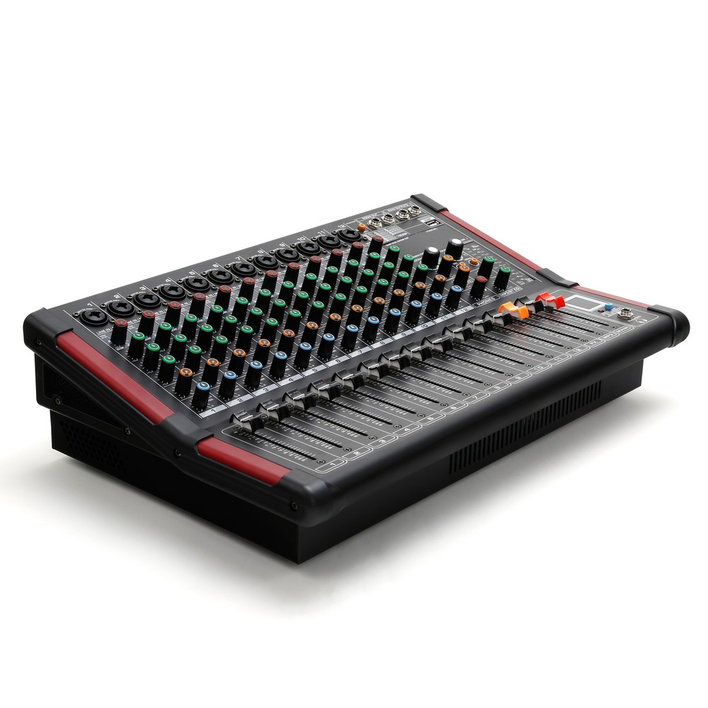 16DSP Power Mixer Professional Mixing Amplifier 12 CH w/ USB Slot TRS Bluetooth
