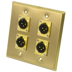 Seismic Audio Gold Stainless Steel Wall Plate – 2 Gang with 4 XLR MConnectors