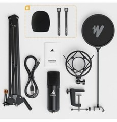 USB 192Khz/24Bit Plug Play PC Computer Podcast Condenser Cardioid Metal Mic Kit