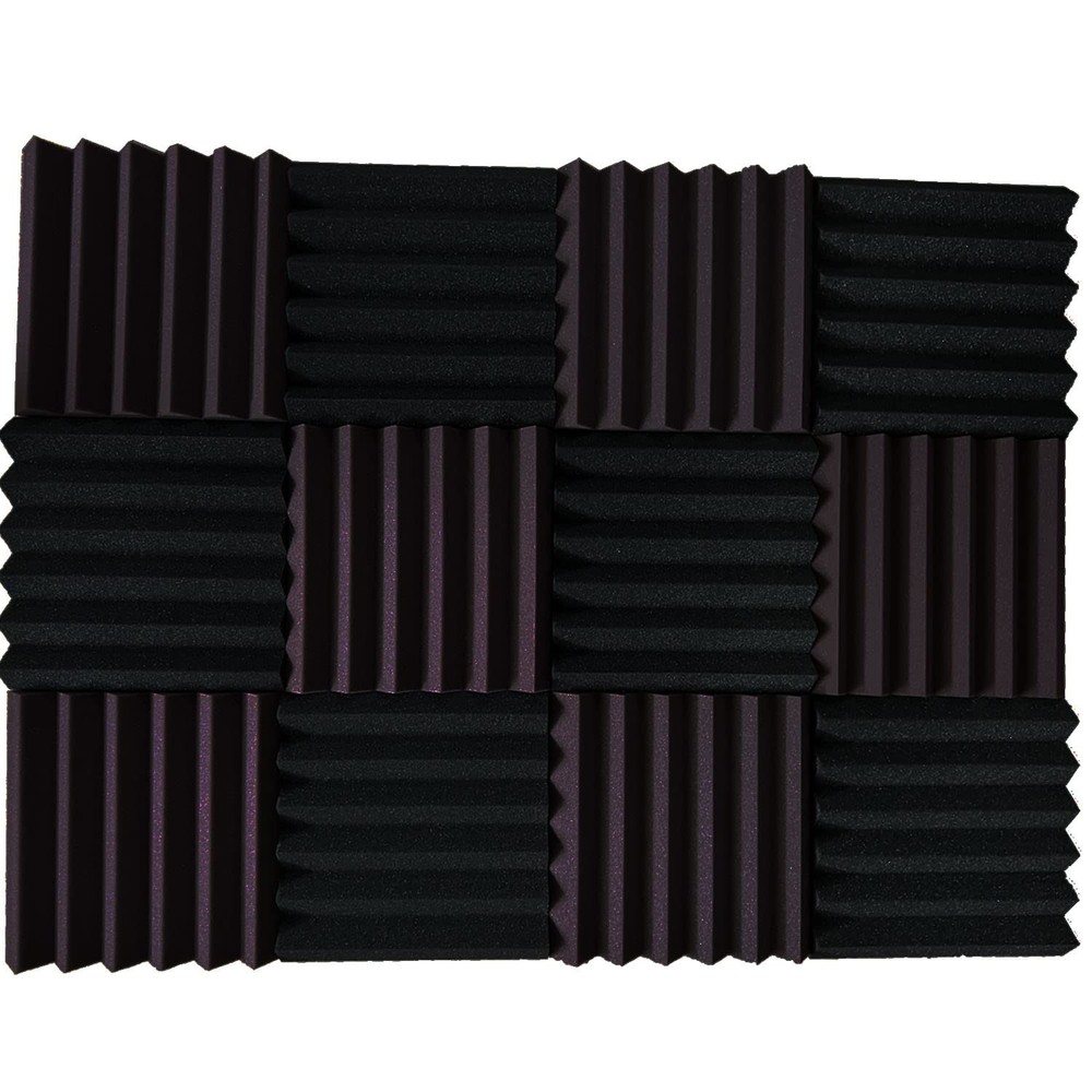 12 Pack Wedge Burgundy/Black Acoustic Soundproofing Studio Foam Tiles 2″x12