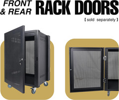 12U Universal Steel Rack with Locking Casters & Vented Panels for AV/Network