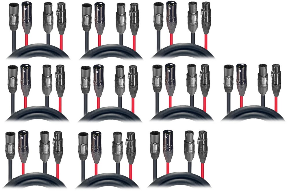 10x ProX XC-TR112-DMX03 3FT Professional PowerKON to DMX Cable System