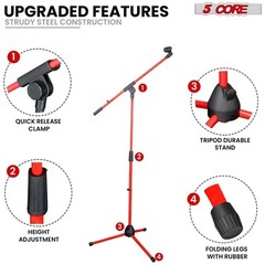 5Core Tripod Mic Stand Adjustable Heavy Duty Floor Holder Microphone Boom Arm 4x
