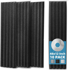 10-Pack Peel and Stick Acoustic Panels with Acrylic Tape – 12 X 48 Inches, Self