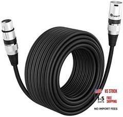 XLR to XLR Microphone Cable (1 Pack) XLR Male to Female Mic 100 Feet Black