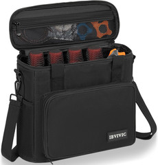4 Slots Wireless Microphone Case with Foam, Microphone Carry Travel Bag with Sho