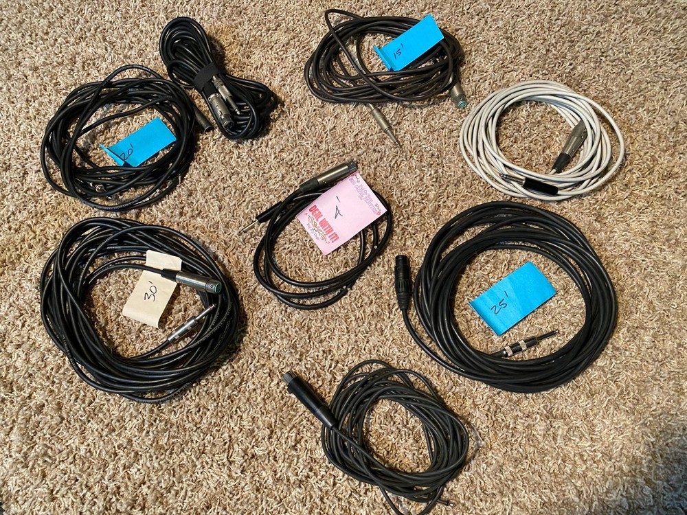 Lot of 8 XLR to 1/4″ Microphone Cables