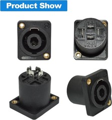 8 Pack Black 4-Pin Speakon Connector Jack for Speaker Cables