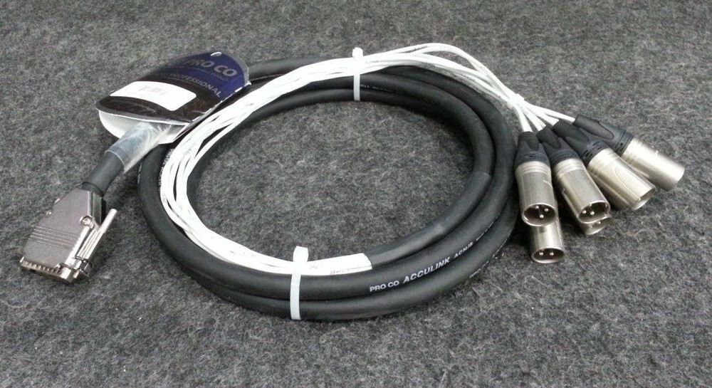PRO CO DA88XM-10 Sound Multitrack Recording Cable D-Sub DB25 To 8x XLR Male 10′