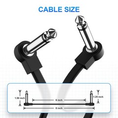 Heams Professional 6 Pack 6 Inch Guitar Patch Cables, Noise 6 Inch, Black